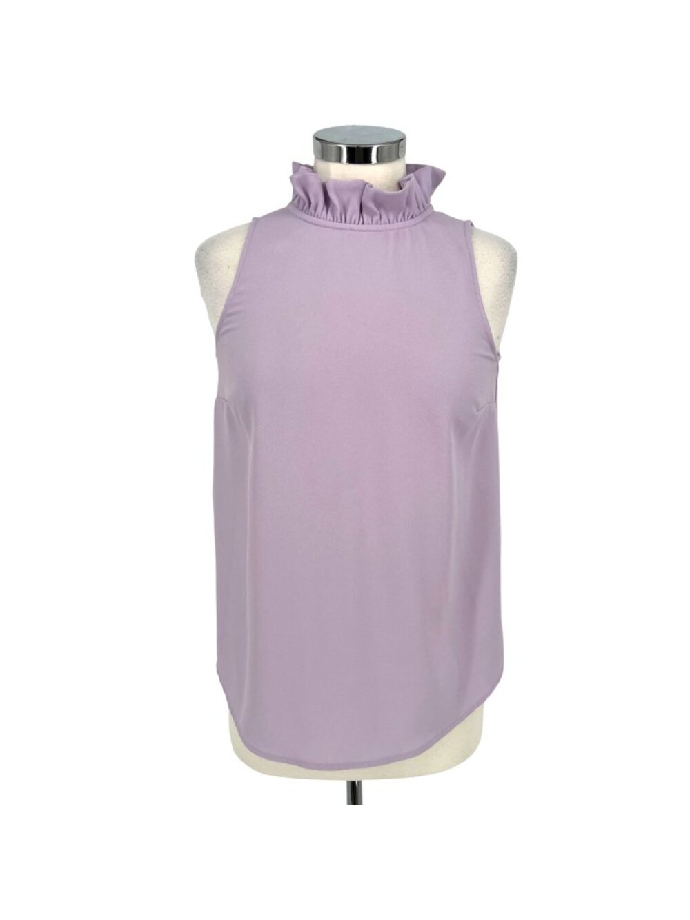J. Crew Lavender Sleeveless Ruffle High Neck Blouse Size XS Quiet Luxury